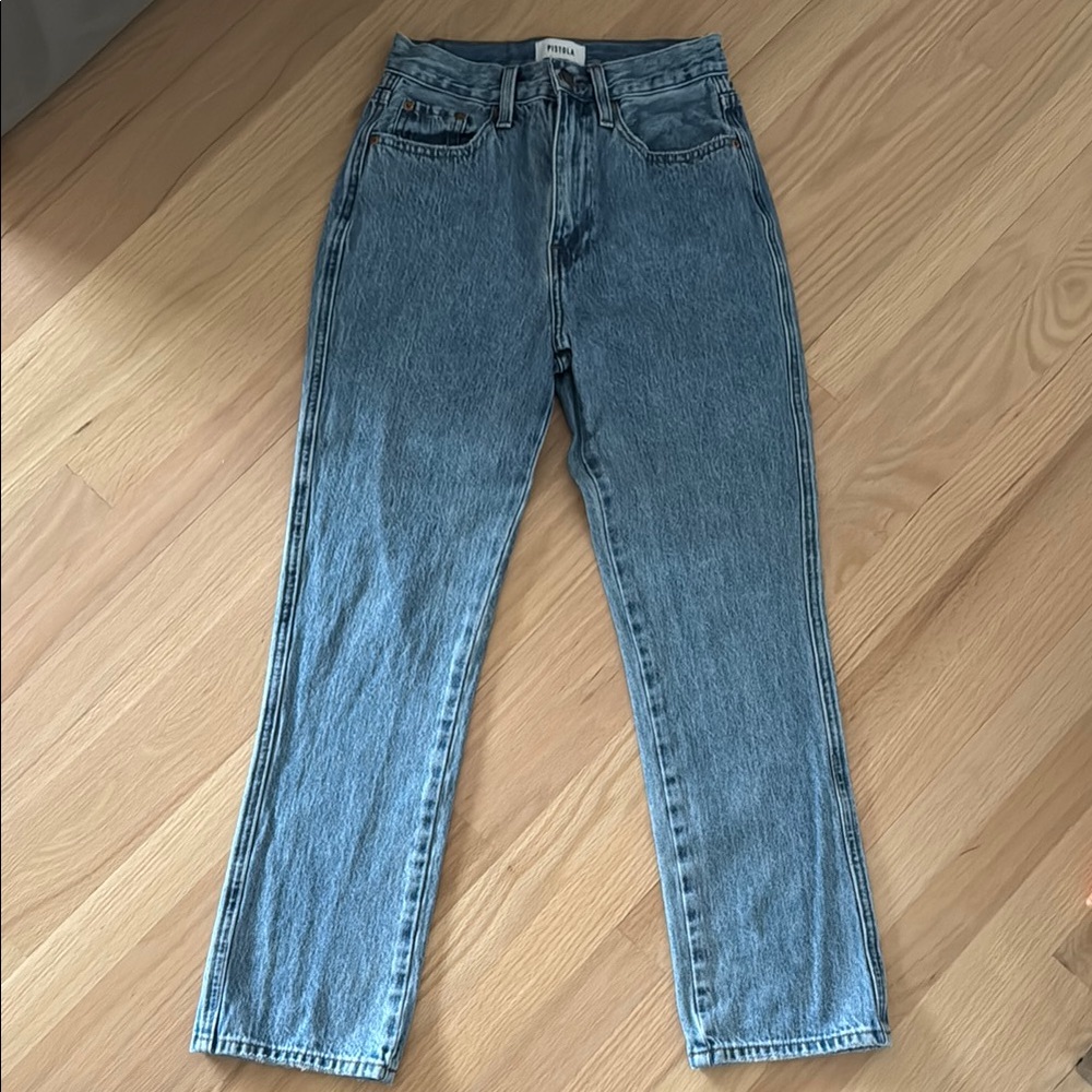 High rise straight leg ankle jeans